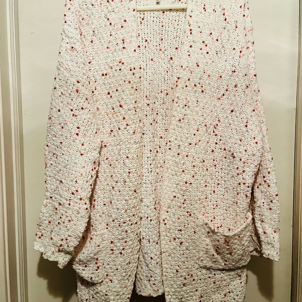 Maurices Cream/Red/Pink Knit Sweater